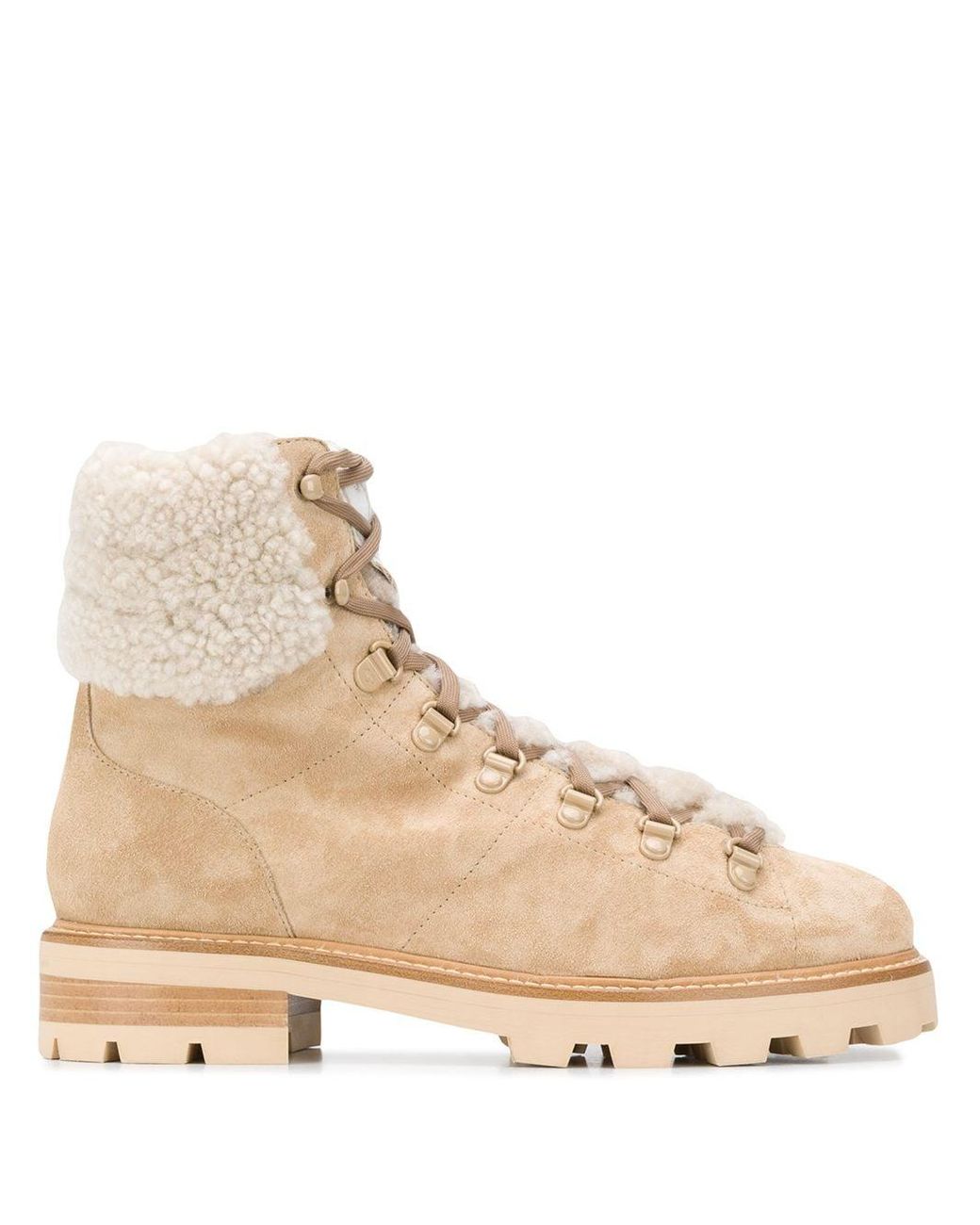 Jimmy Choo Suede Eshe Shearling Hiking Boots in Natural - Lyst