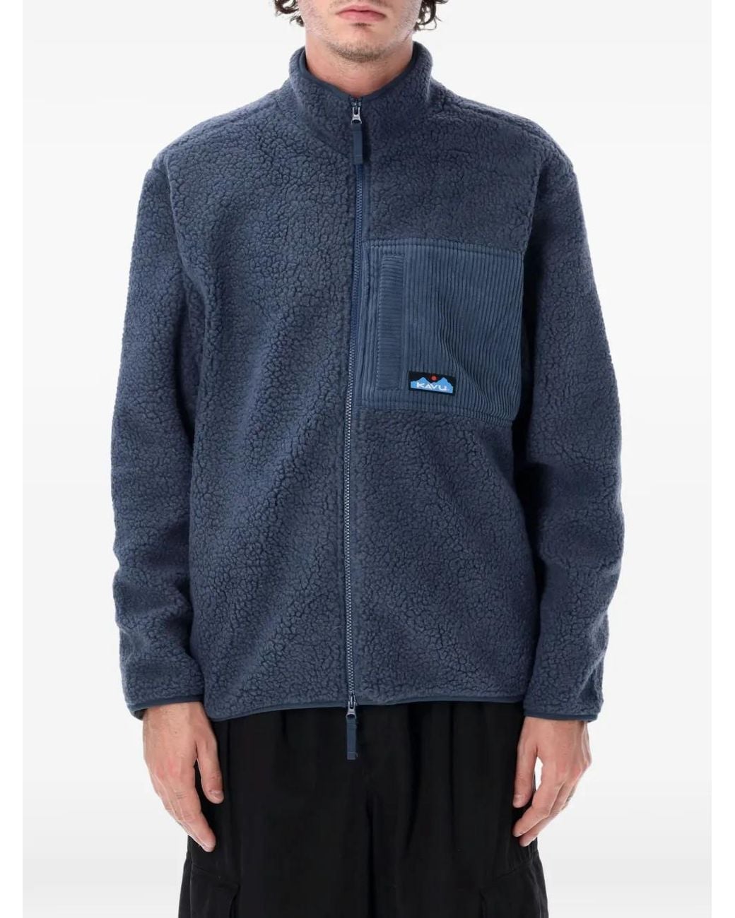 Kavu Blue Wayside Corduroy-Panel Fleece Jacket for men