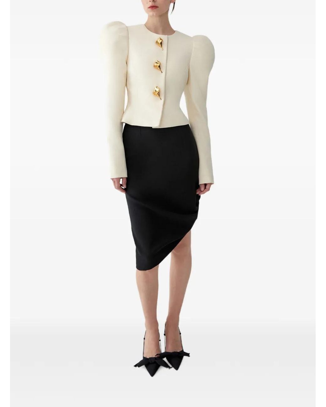 Carolina Herrera Black Asymmetric Gathered Short Skirt