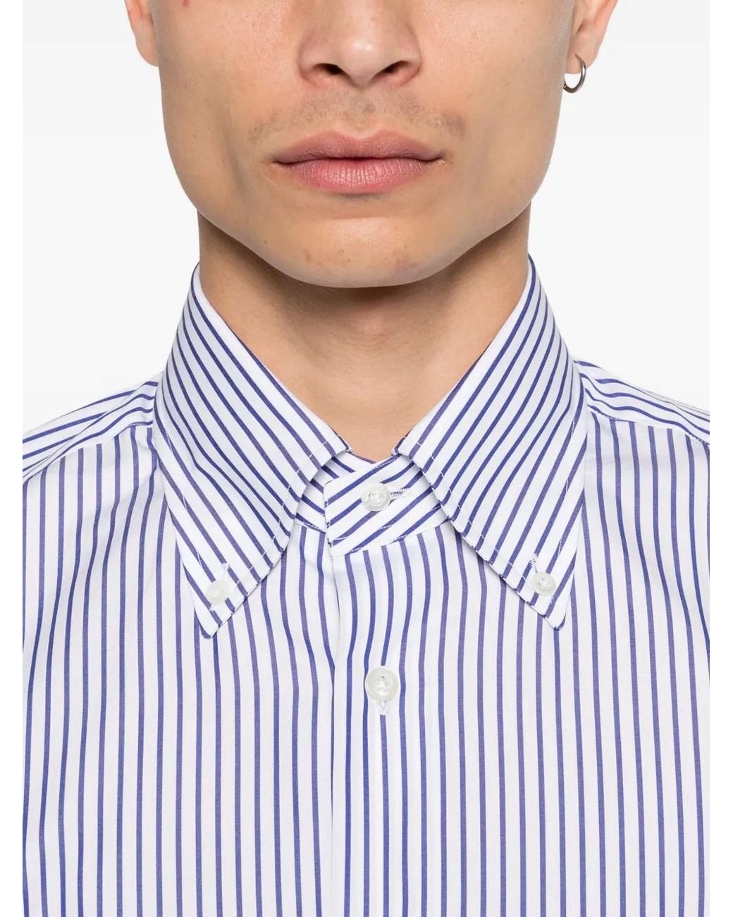 Mazzarelli Purple Striped Button-Down Shirt for men