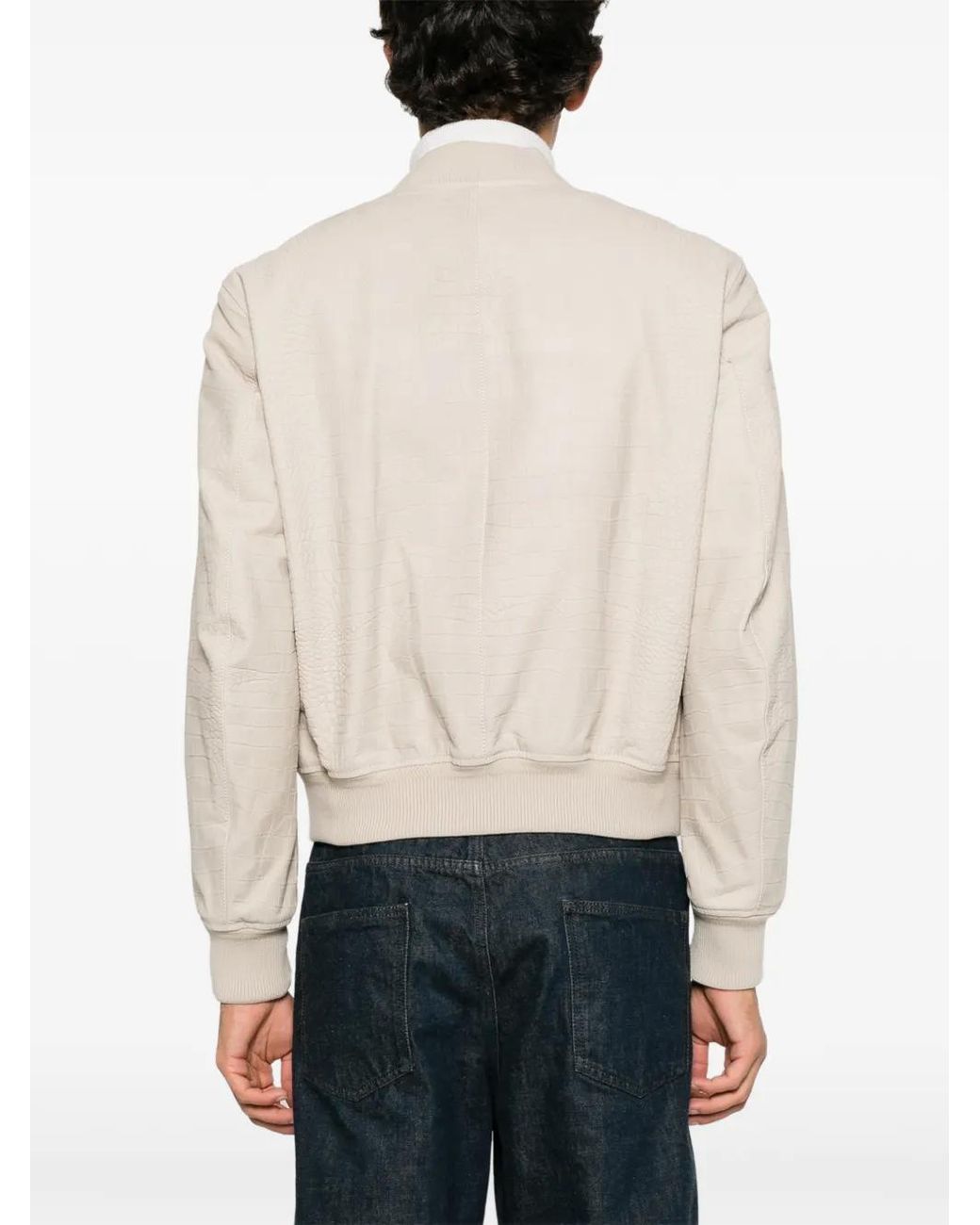 Tom Ford White Crocodile-Embossed Bomber Jacket for men