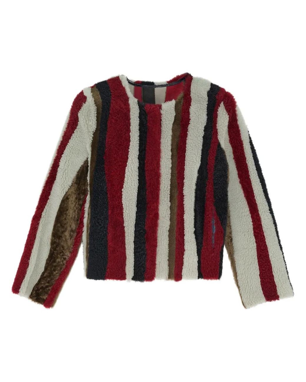 Yves Salomon Red Wave-Pattern Jacket
