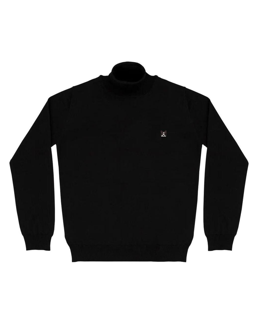 PELO FOUNDATION Black Border Collie Patch Roll Neck Jumper