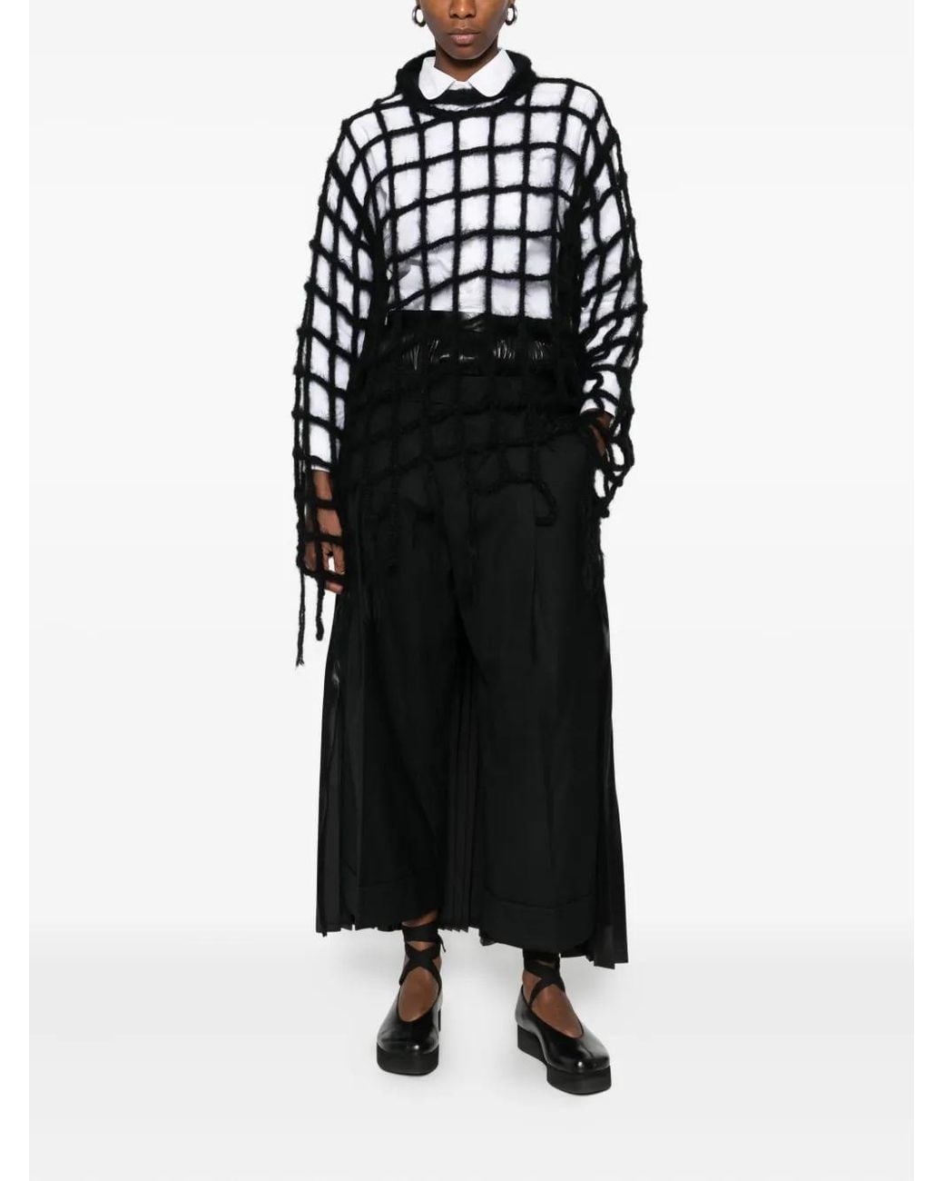 Junya Watanabe Black Pleated Wool Trousers