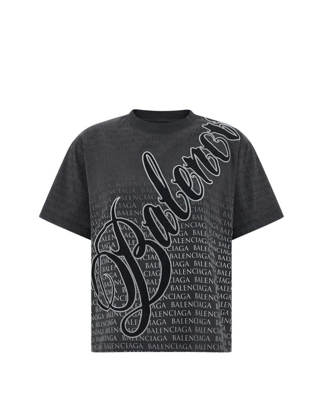 Balenciaga Black Cursive Graphic-Print T-Shirt