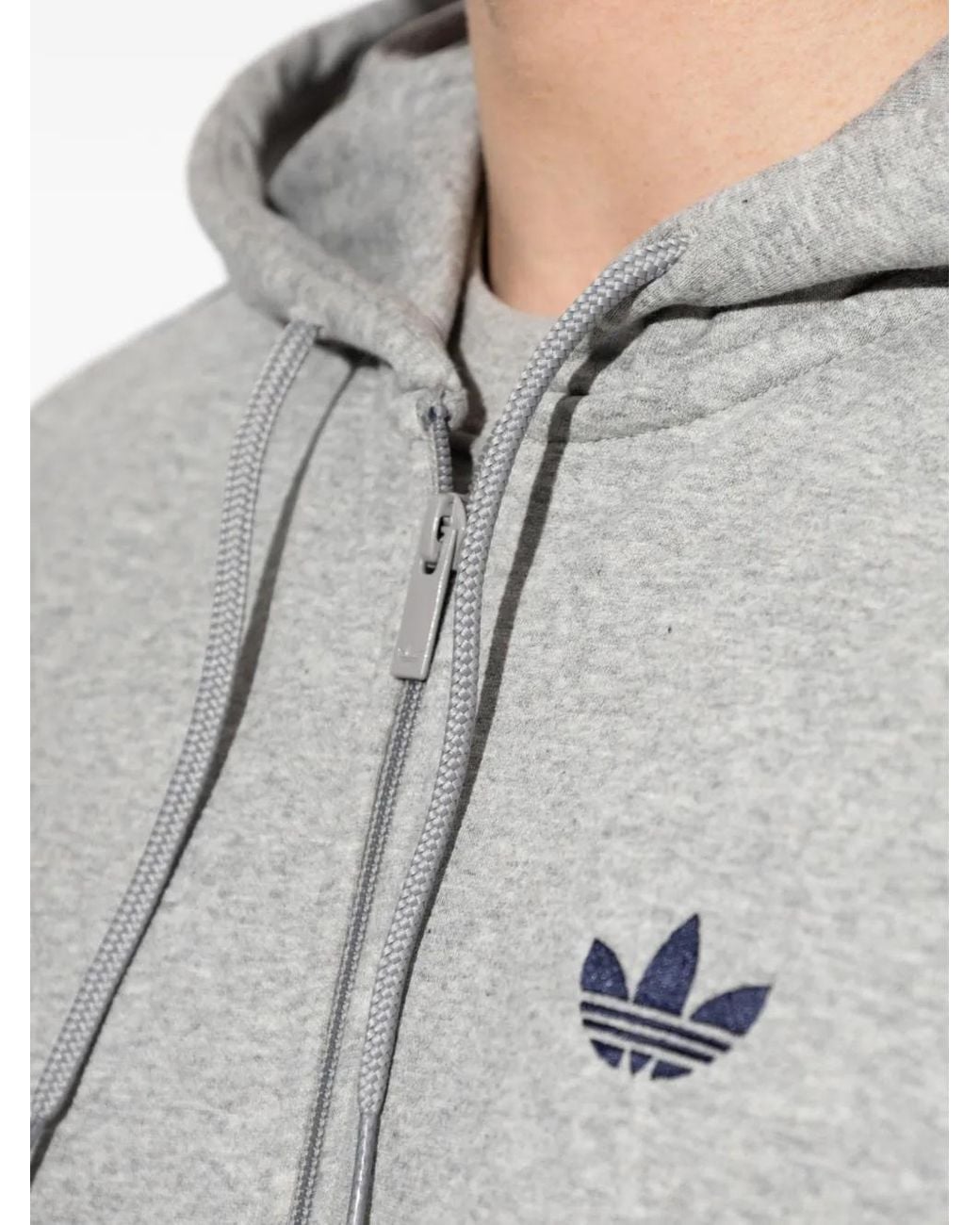 Adidas Gray 3-Stripes Zip-Up Hoodie for men