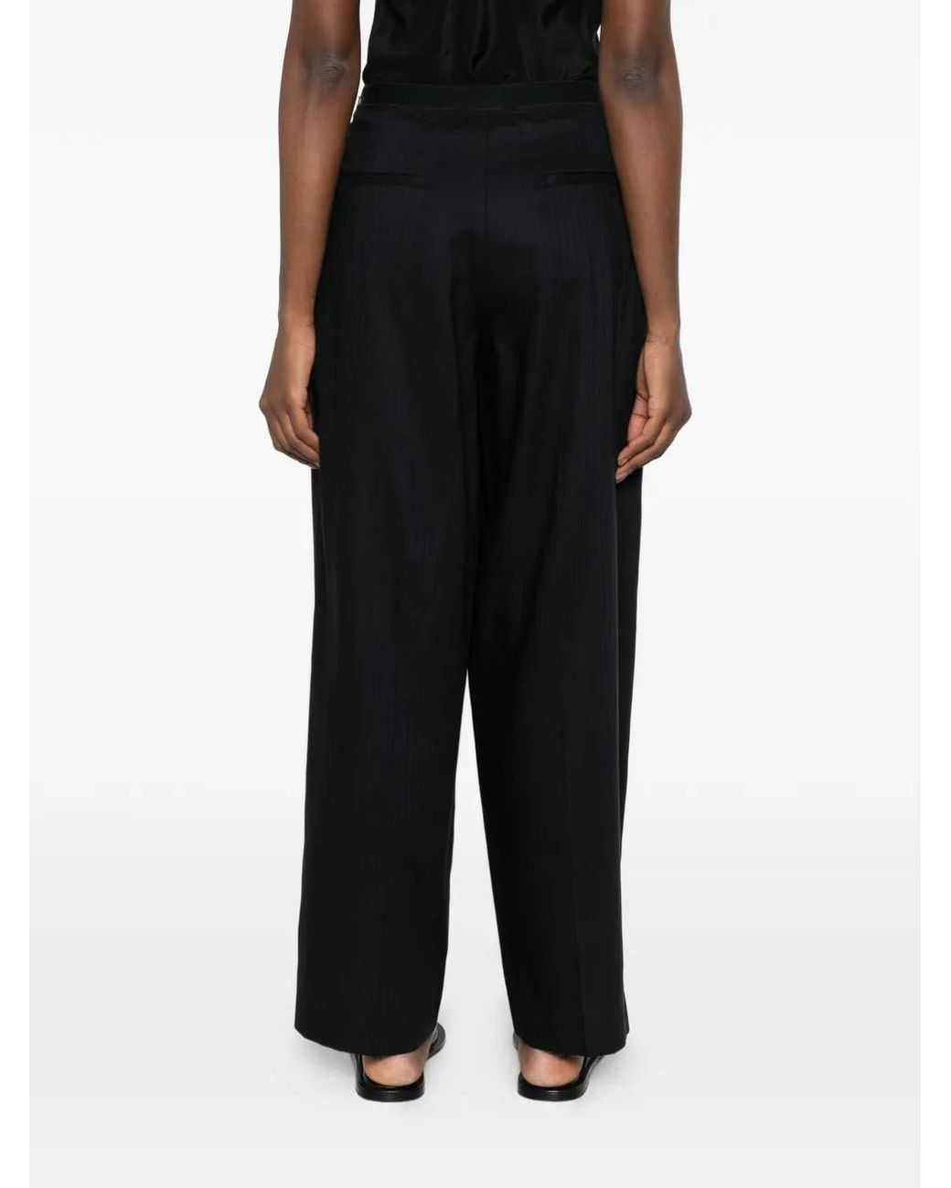 Sandro Black Striped Wool Trousers