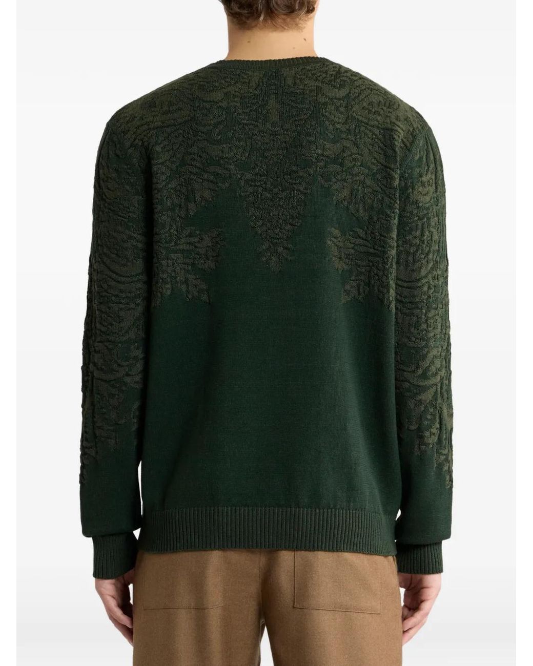Etro Green Pull En Coton Et Laine À Motif Paisley for men