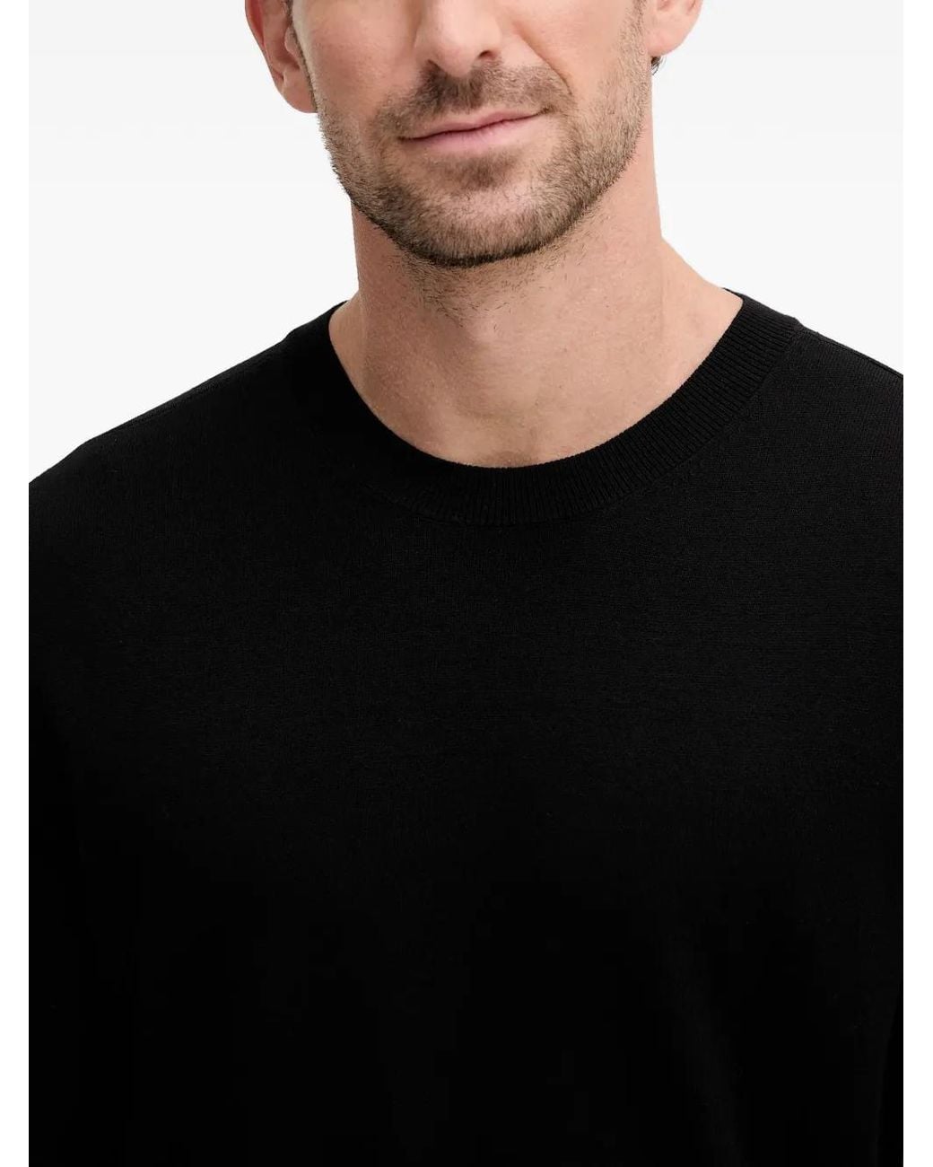 Karl Lagerfeld Black Logo-Lettering Crew-Neck Top for men