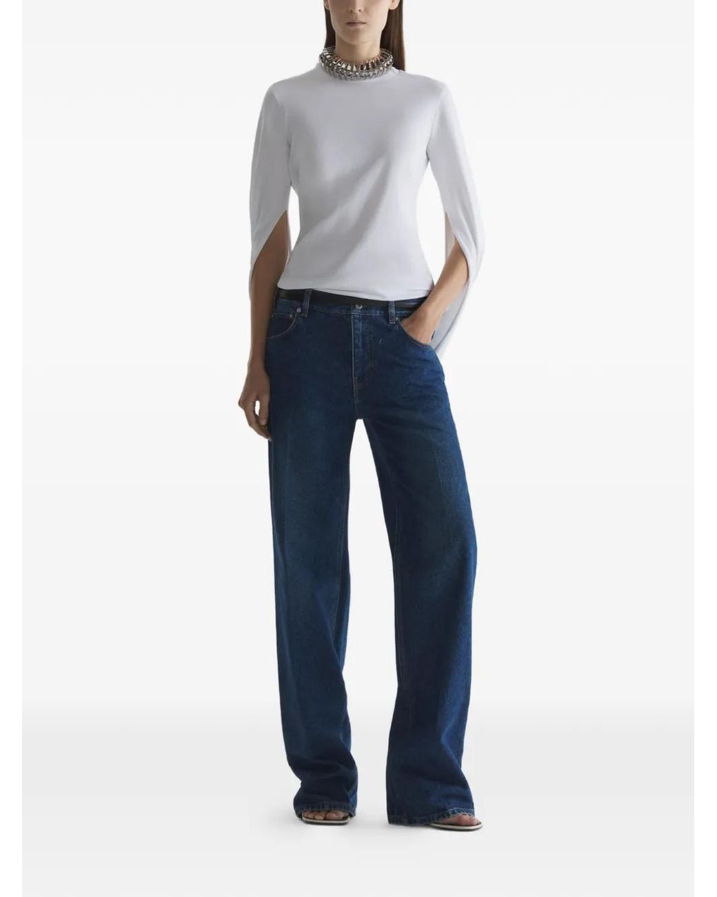 Mugler Gray Cascade Loop Jersey Top