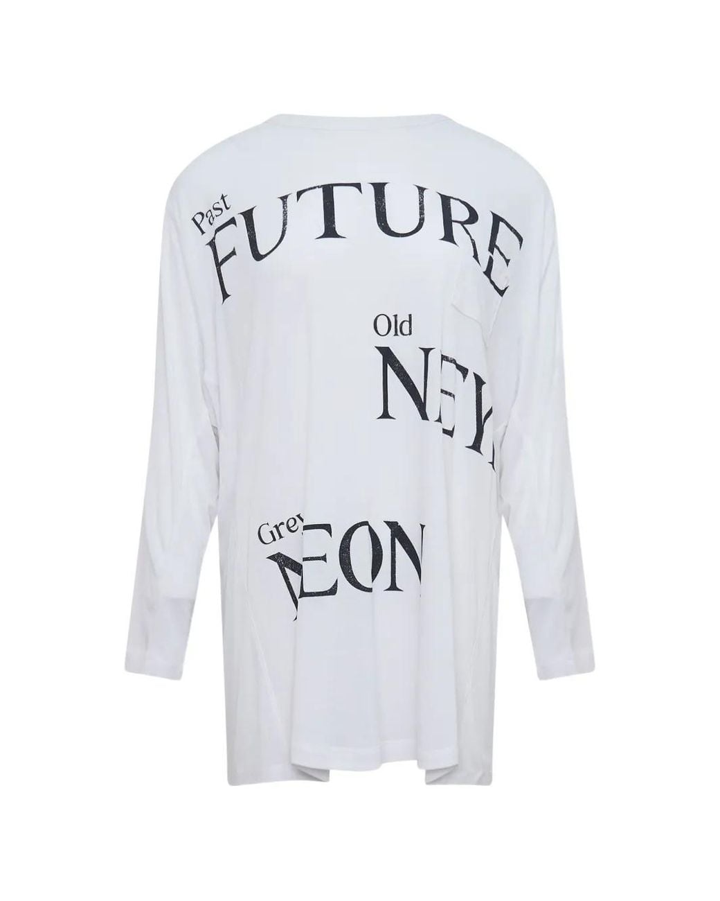 OPEN YY White Slogan-Print Long-Sleeve T-Shirt