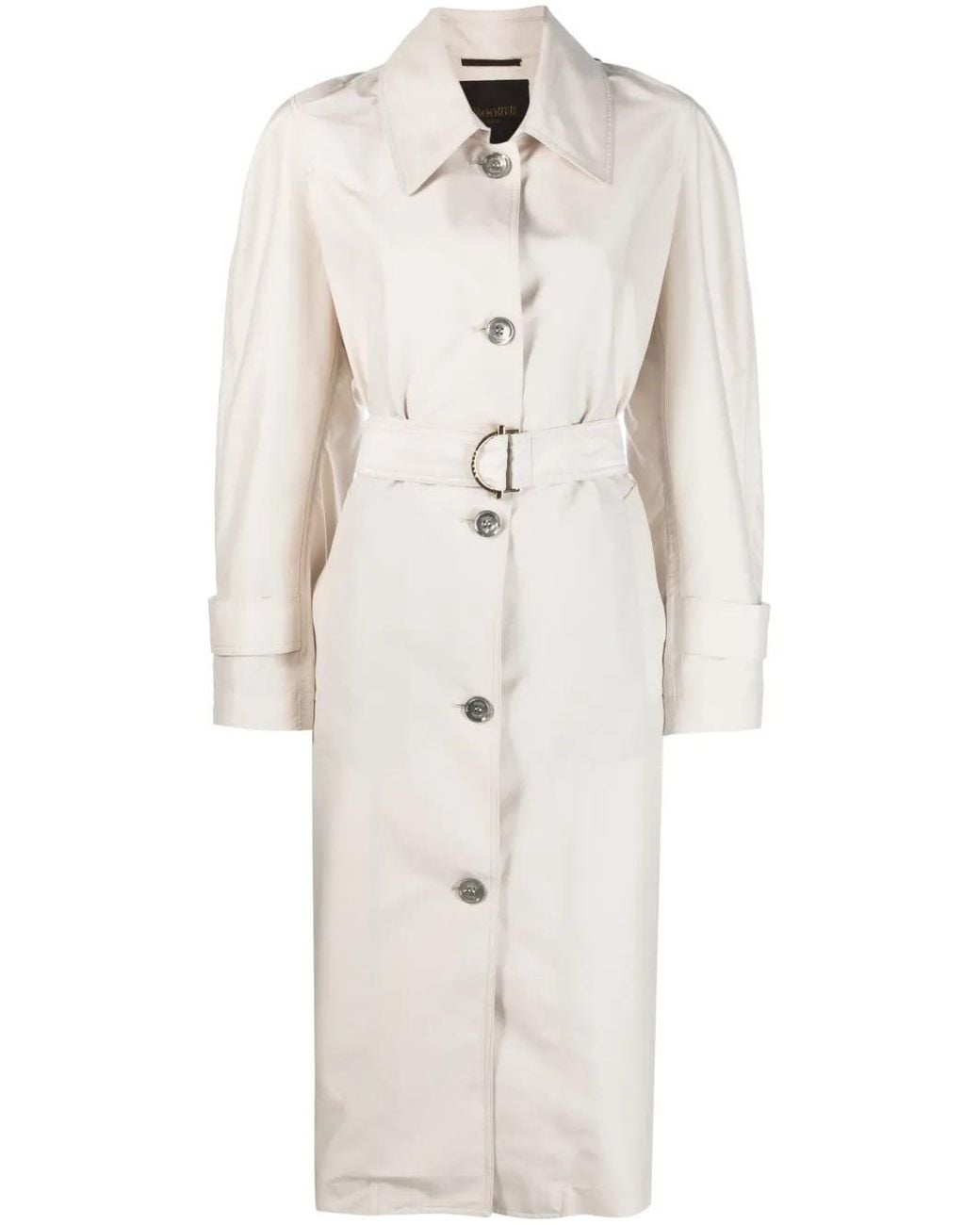Moorer White Belted Single-Breasted-Coat