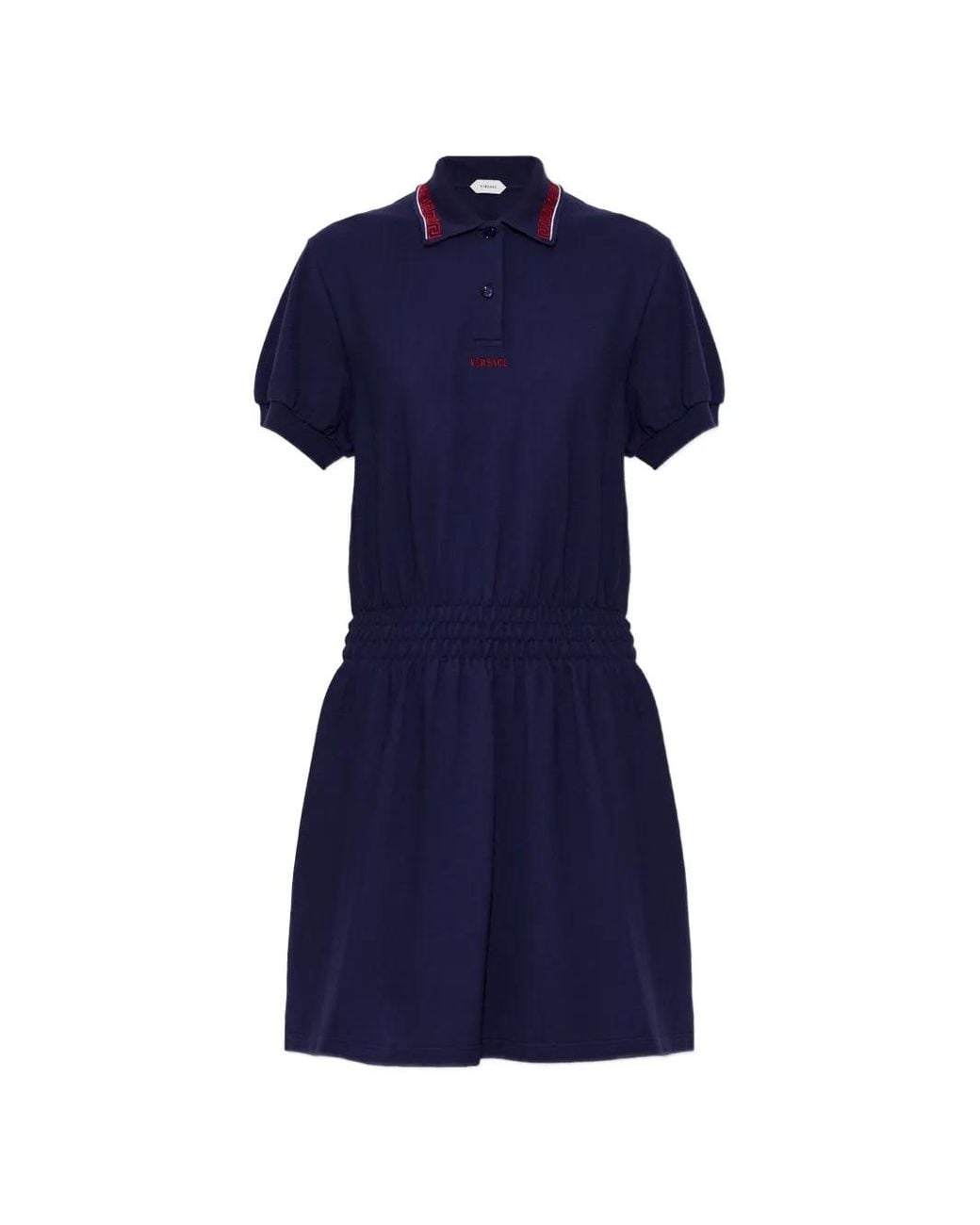 Versace Katoenen Mini-Polojurk Met Geborduurd Logo in het Blue
