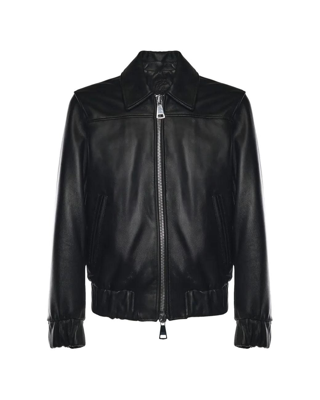 Giuliano Galiano Black Zipped Nappa Jacket for men