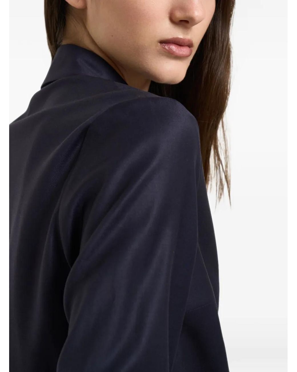 Peserico Blue Monili-Trimmed Long-Sleeve Shirt