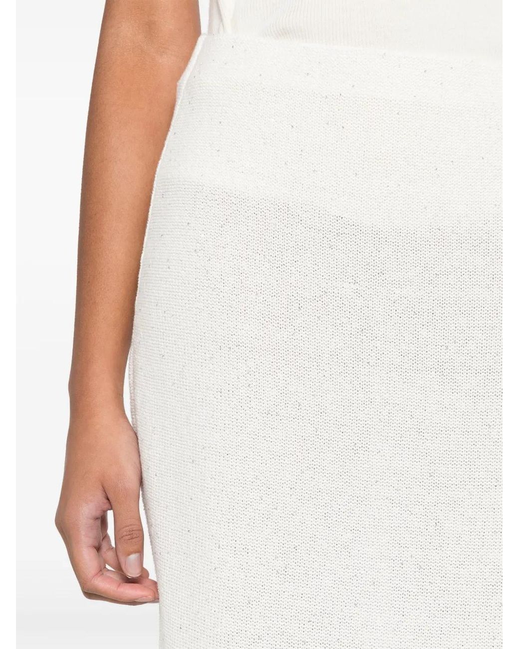 Fabiana Filippi White Sequin-Embellished Pencil Skirt