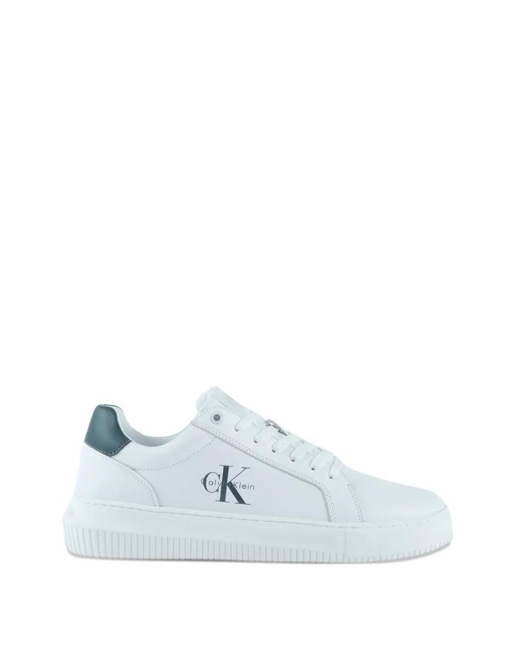 Calvin Klein White Logo-Print Leather Sneakers for men