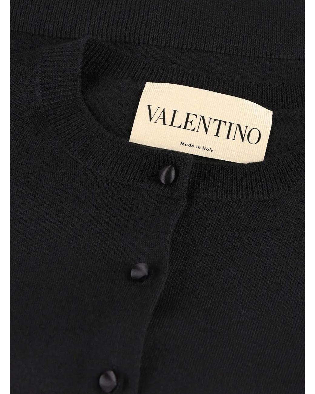 Valentino Garavani Pleated-Cuffs Cardigan in Black | Lyst UK
