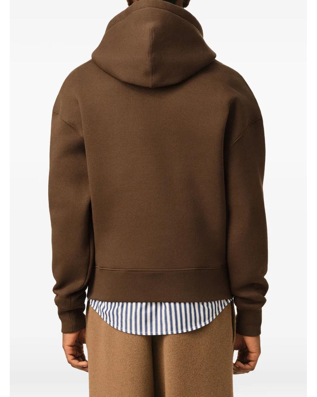 AMI Brown Cotton Hoodie With Embossed Ami De Coeur