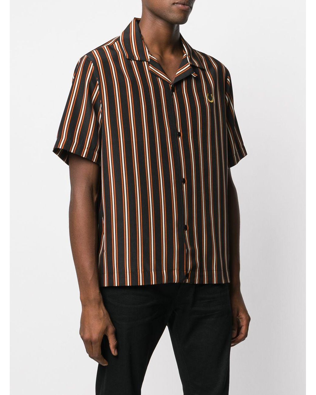 Fred Perry X Miles Kane Striped Bowling Shirt in Brown for Men | Lyst UK