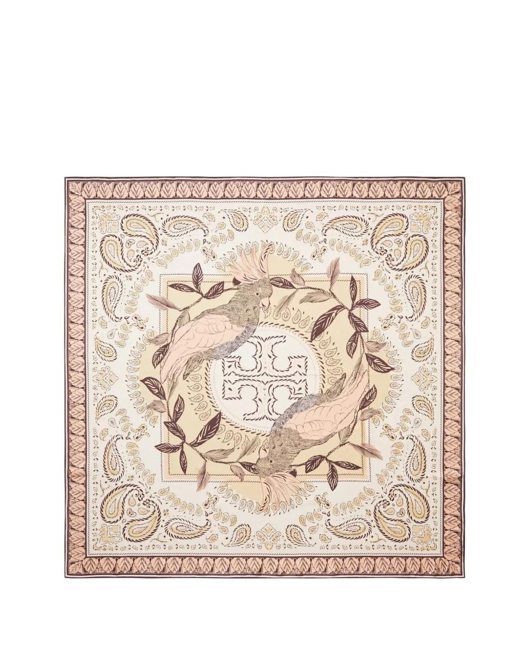 Tory Burch Natural Cockatoo Bandana Silk Square Scarf