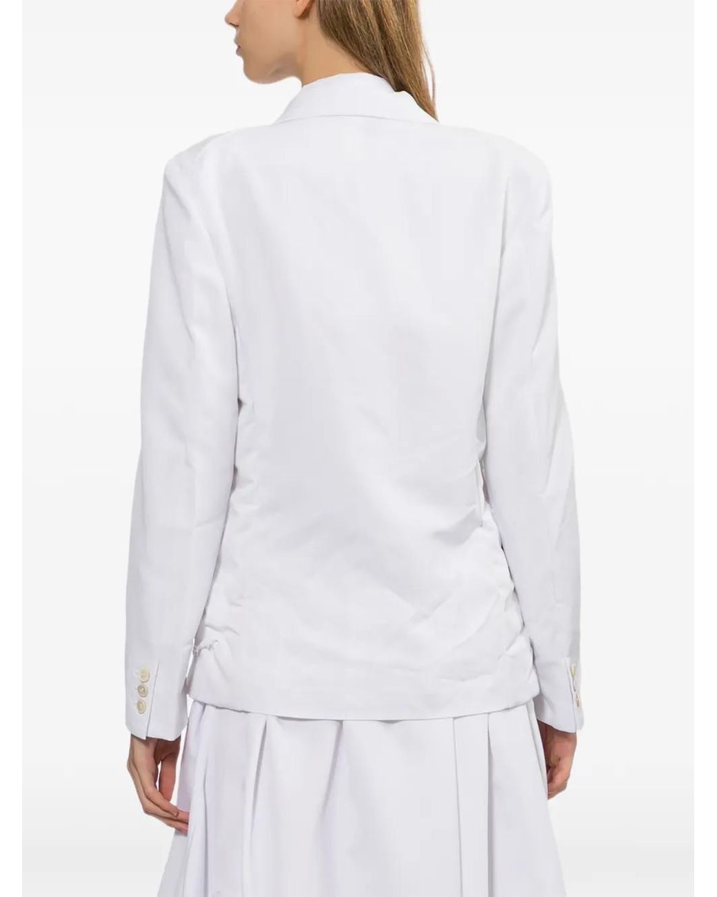 Comme des Garçons White Notched Lapels Buttoned Jacket