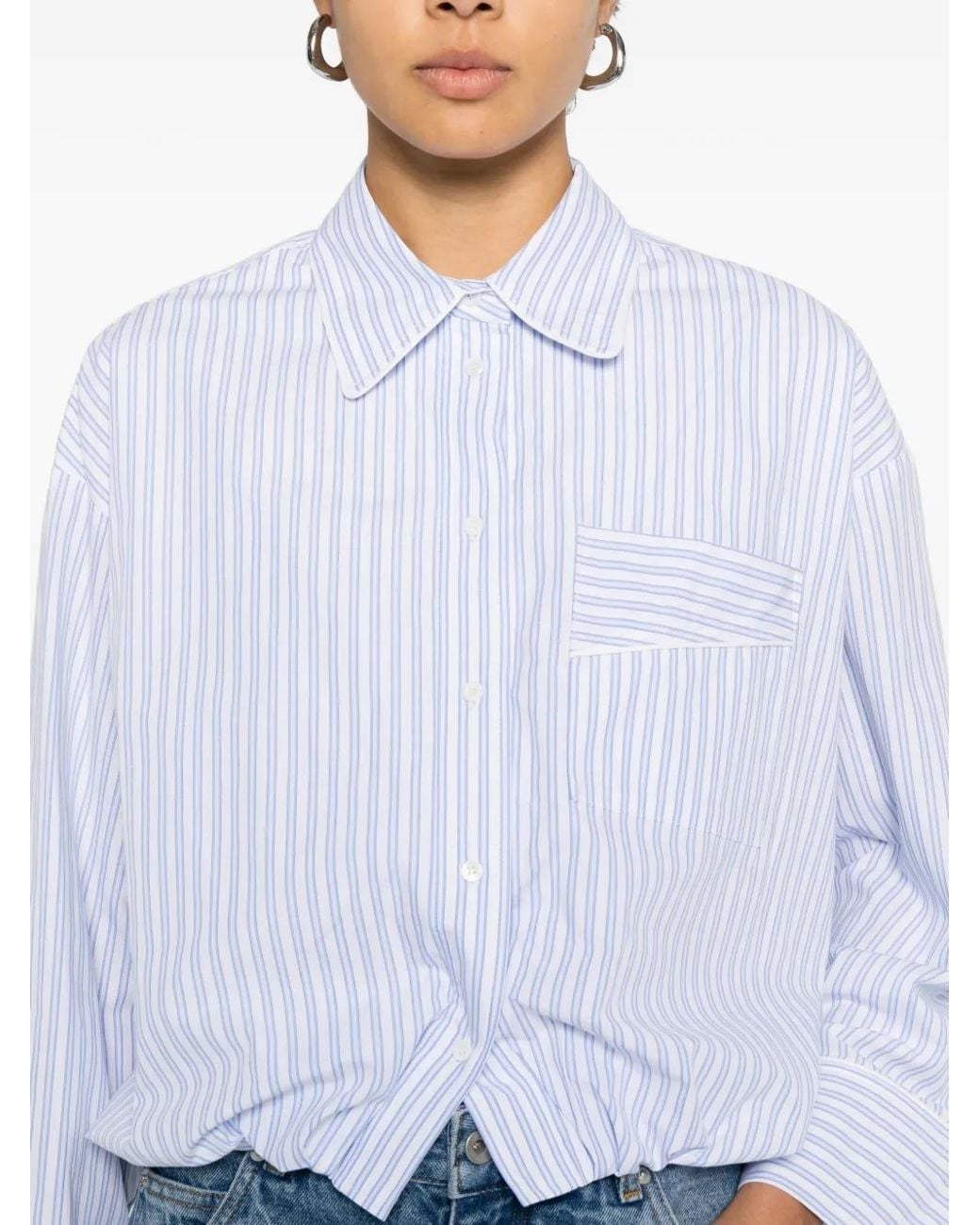 Sandro White Cropped Striped Shirt