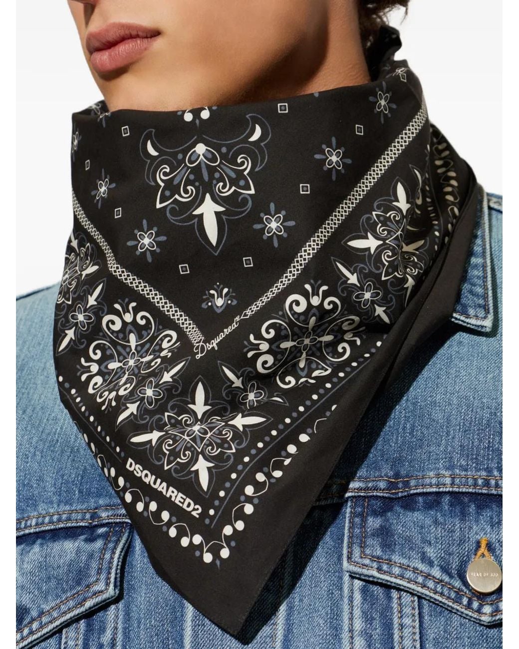 DSquared² Black Bandana Print Foulard for men