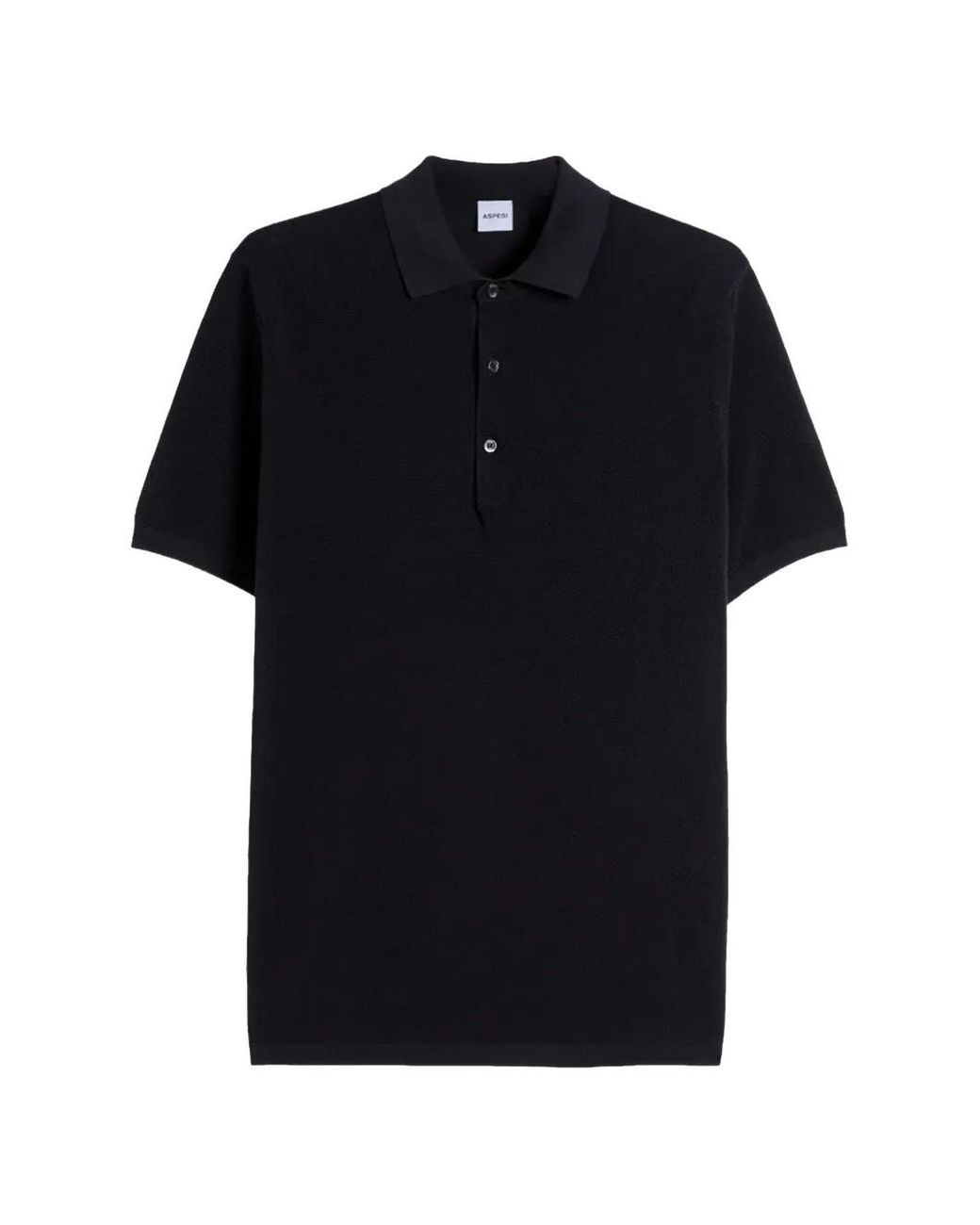 Aspesi Black Button-Up Polo Shirt for men