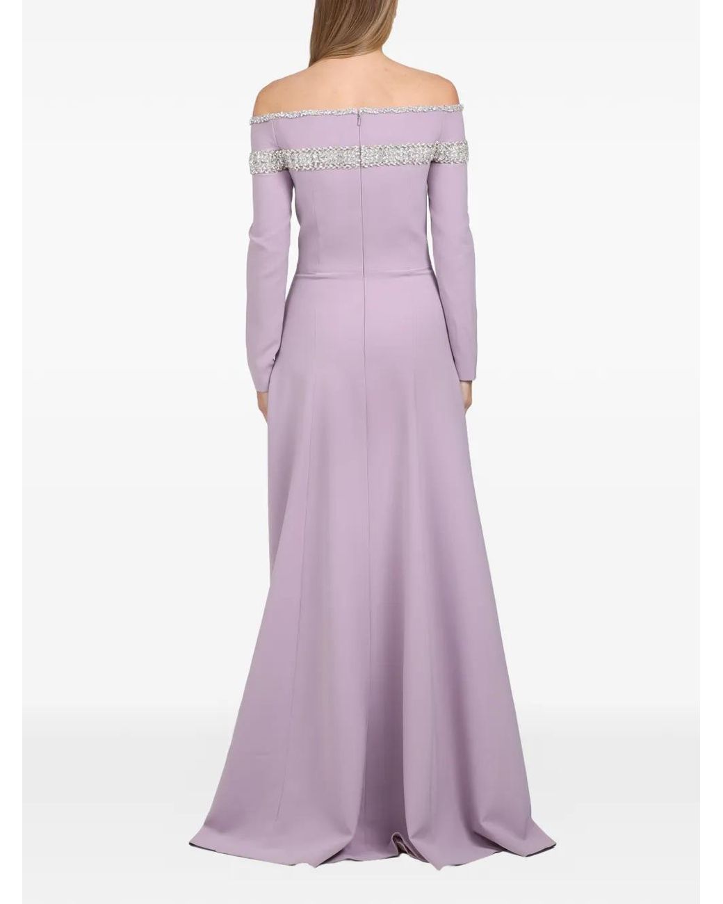 Dina Melwani Purple Off-Shoulder Maxi Dress