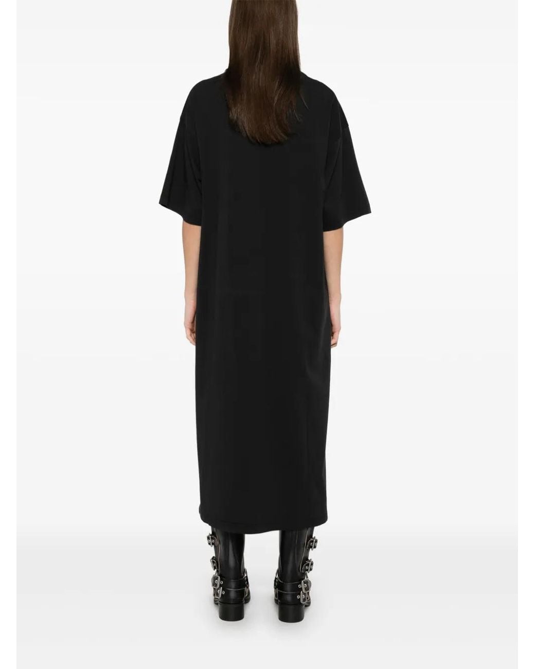 Palm Angels Black Curved-Logo Maxi Dress