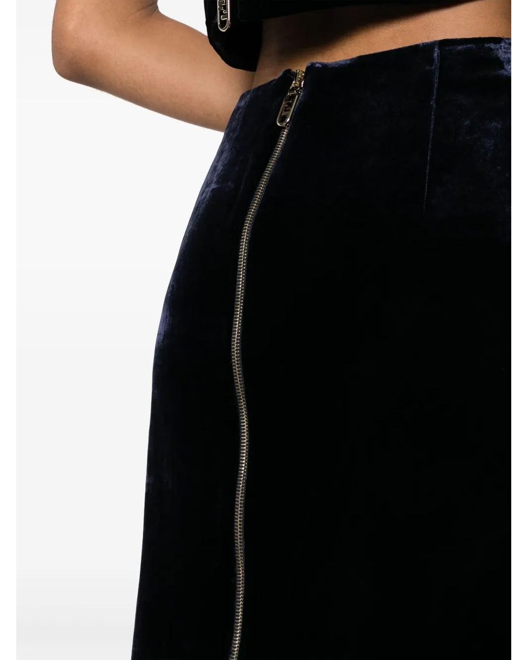 Fendi Black Zip-Embellished Velvet Maxi Skirt