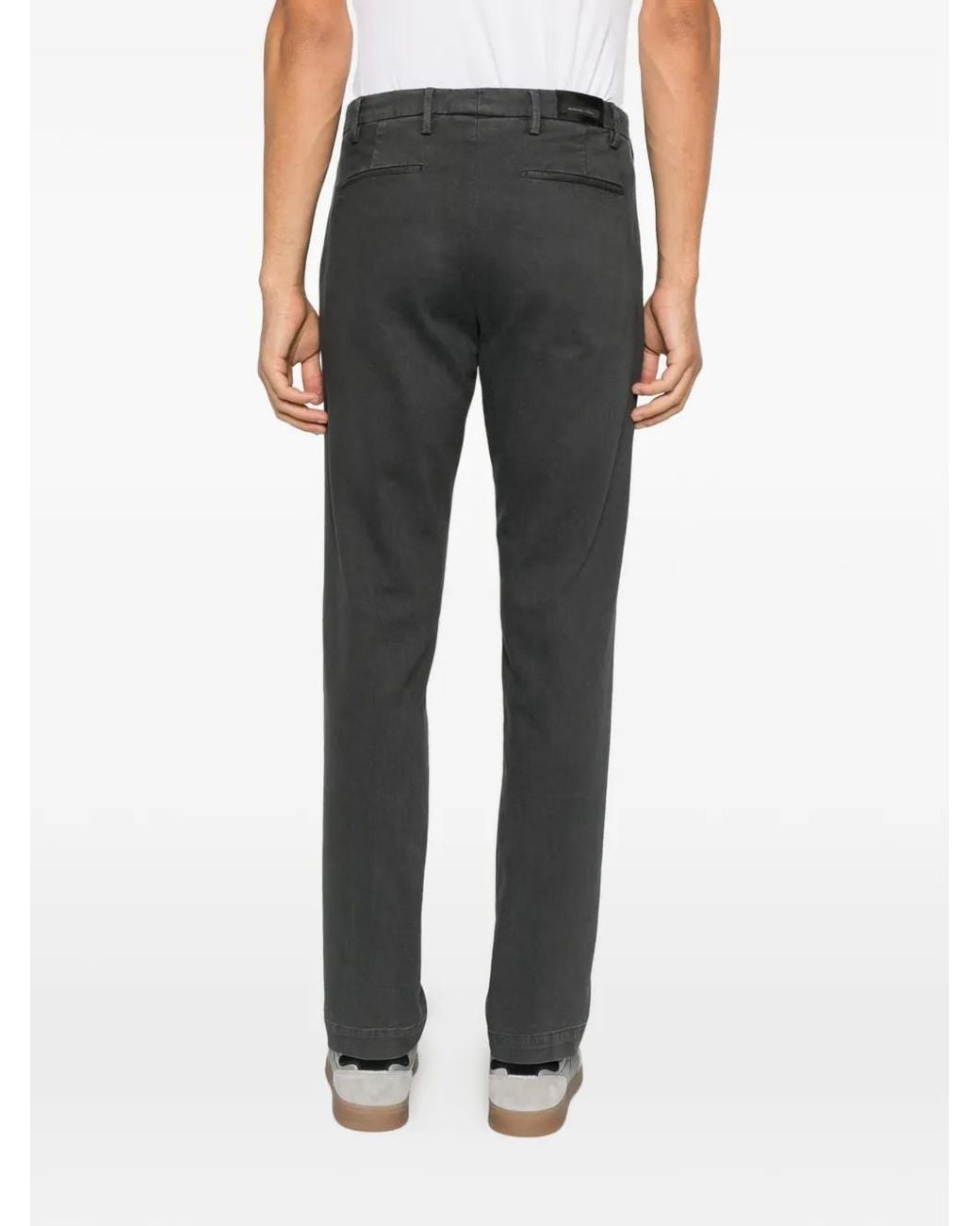 Michael Coal Gray Buttoned Twill Trousers for men