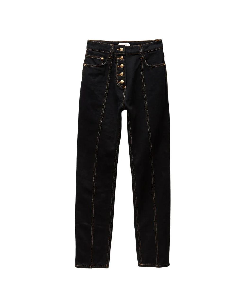 Versace Black Jean Droit À Taille Haute