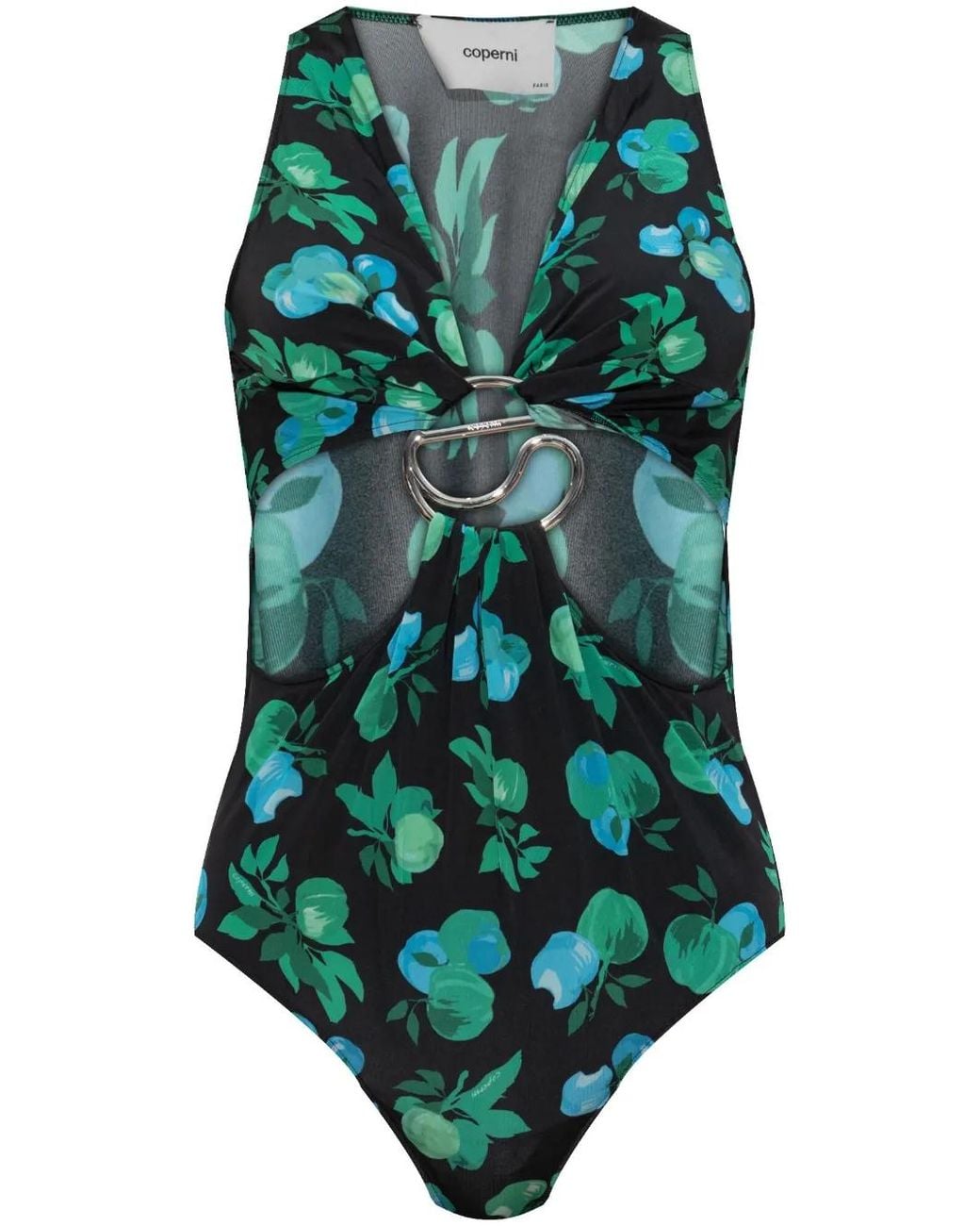 Coperni Green Floral-Print Bodysuit