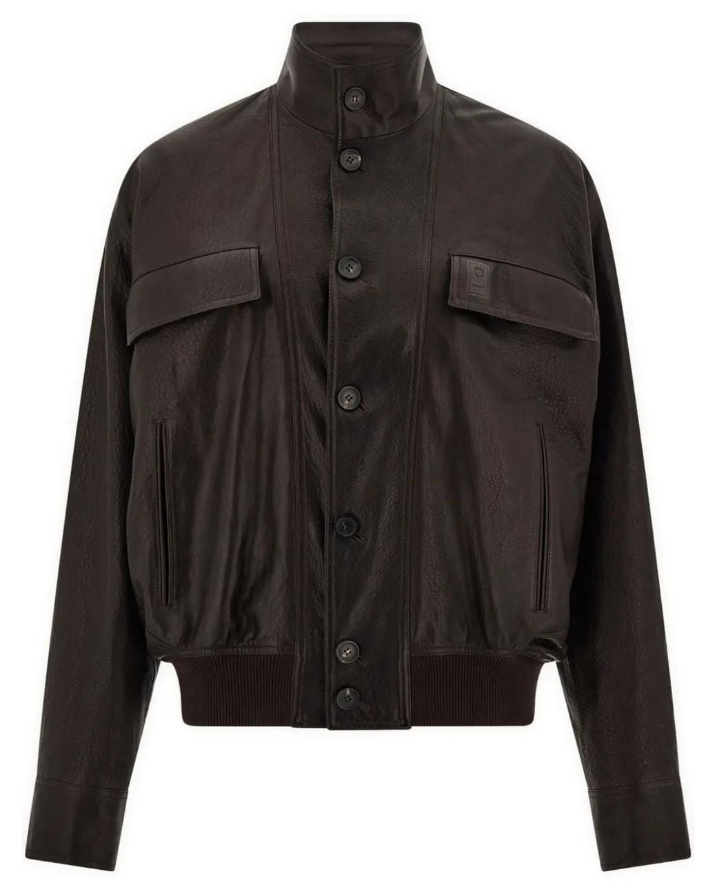 Ferragamo Black Leather Jacket for men