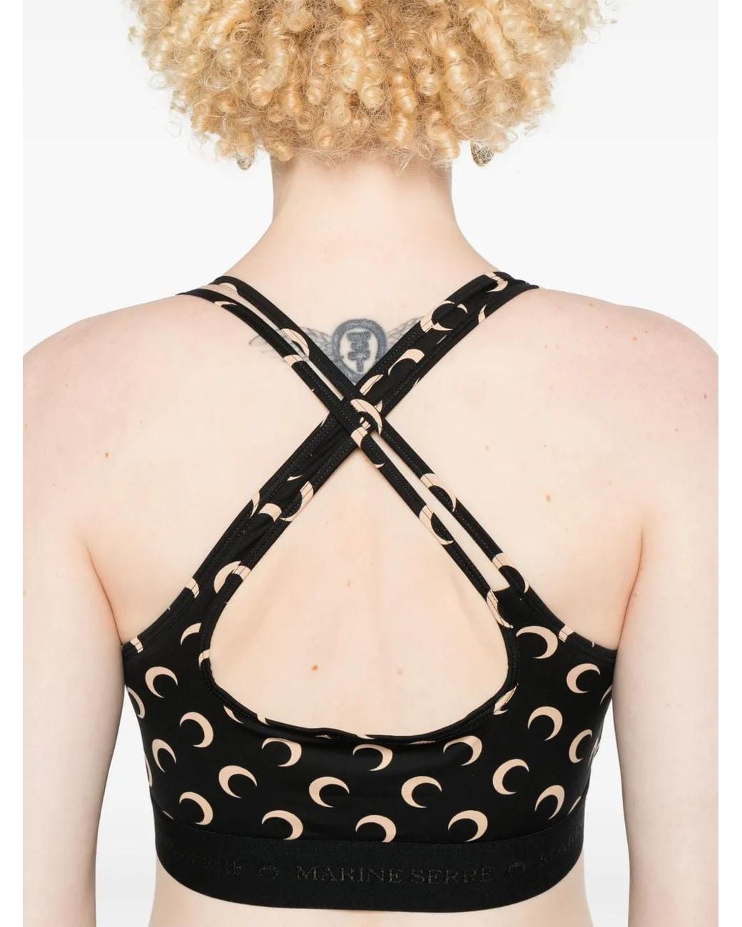MARINE SERRE Black Logo Sport Bra