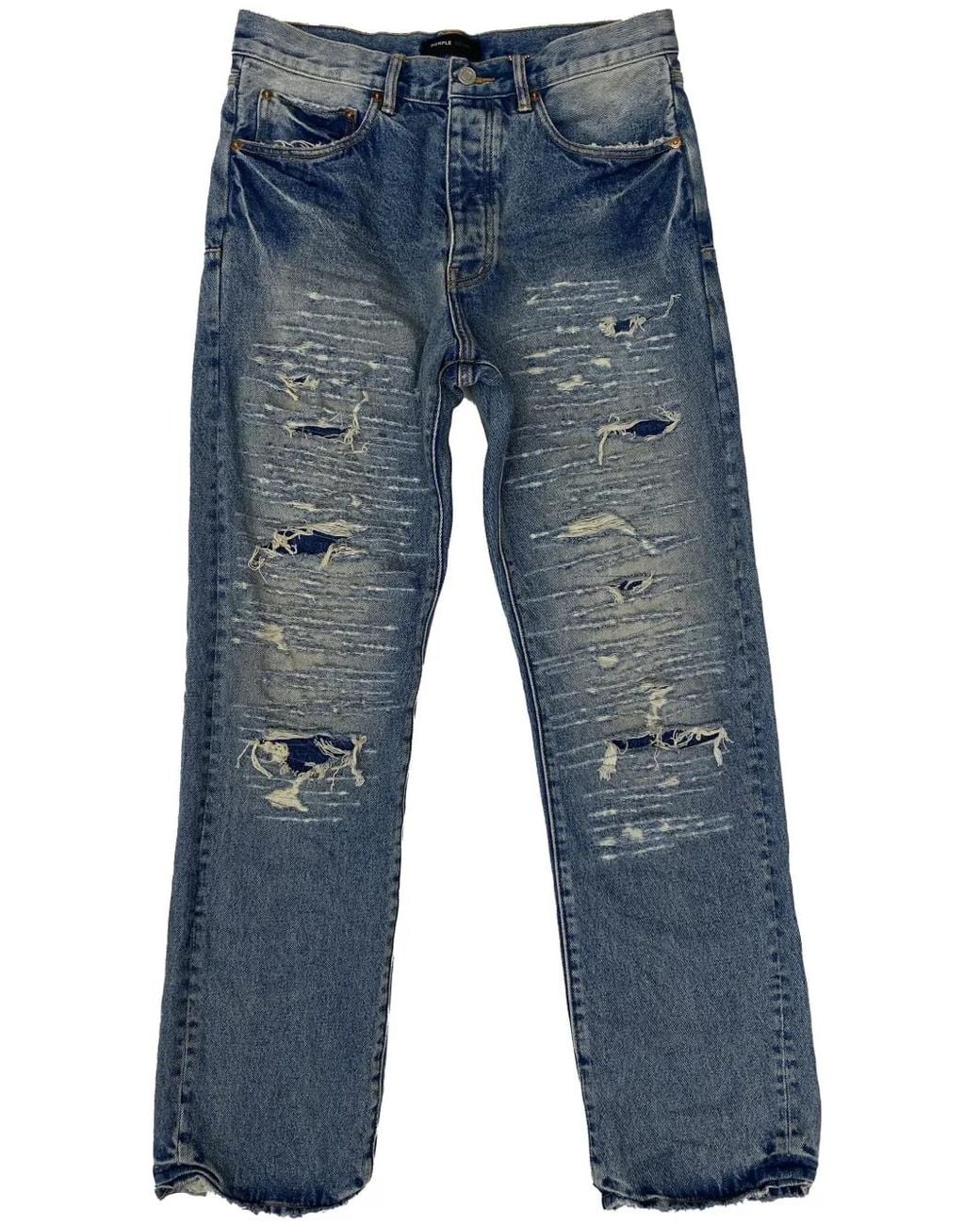 Purple Brand Blue Vintage Laser Repair Straight-Leg Jeans for men