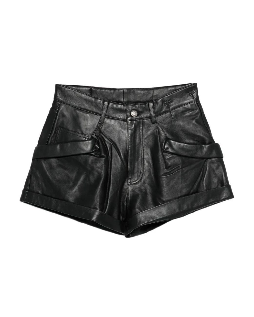 R13 Black Leather Shorts