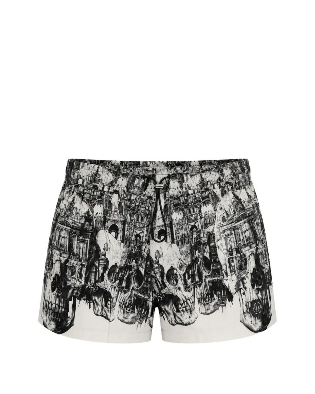 Philipp Plein Black Short De Bain Skull Hotel for men