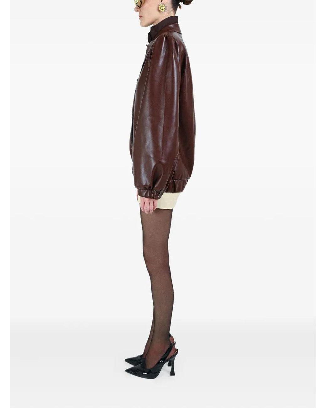 ROWEN ROSE Brown Button-Fastening Collar-Pointed Jacket