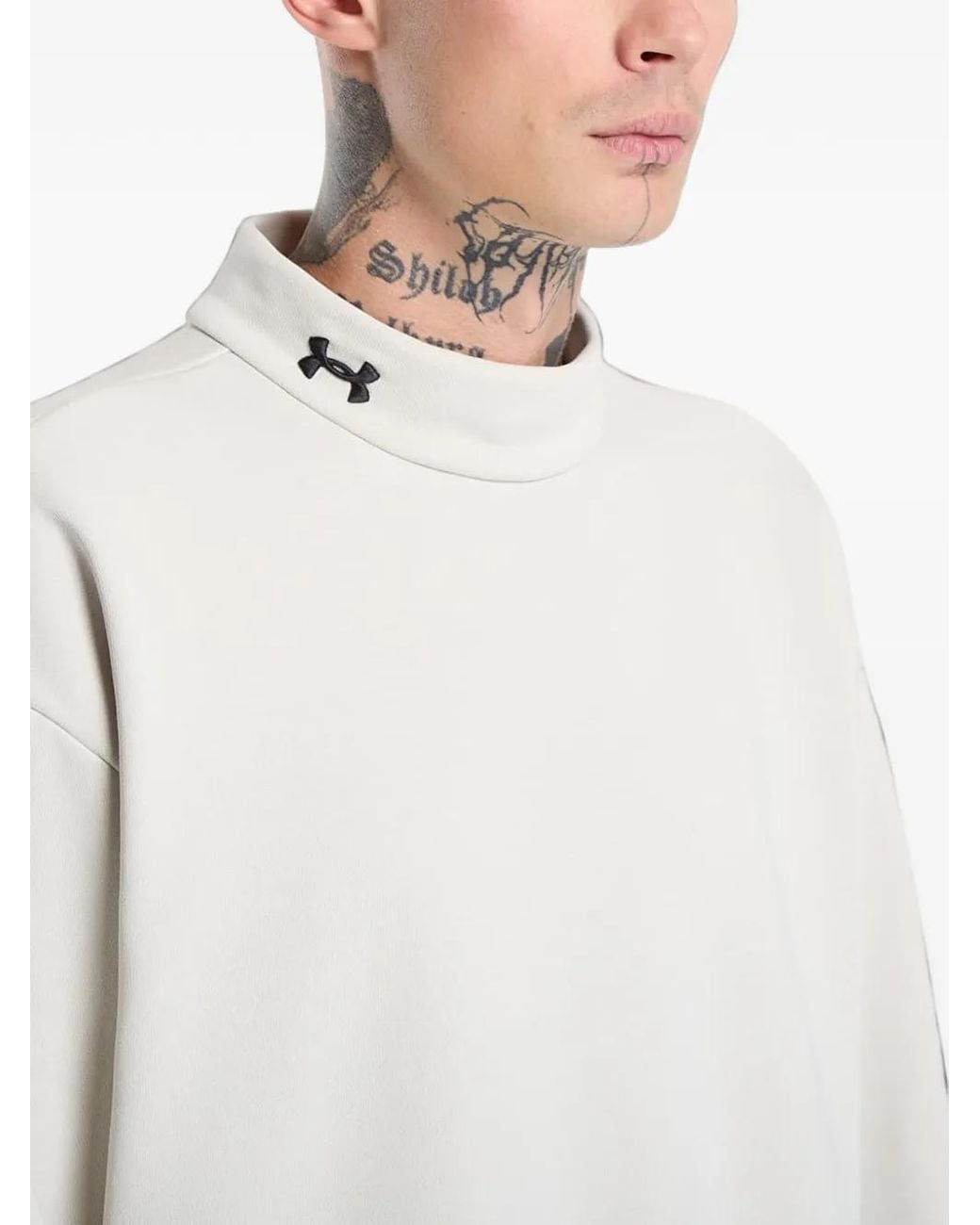 Under Armour White Ua Icon Heavyweight Terry Logo-Embroidered High-Neck Sweatshirt for men