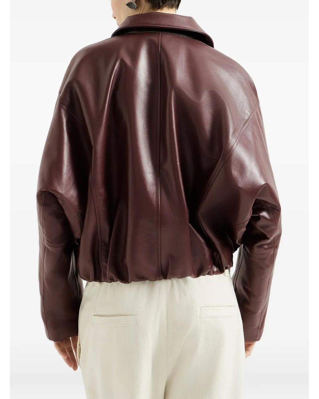 Brunello Cucinelli Purple Nappa Leather Drawstring Jacket