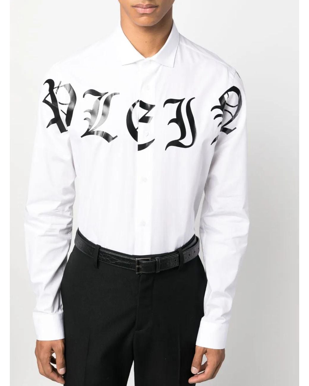 Philipp Plein White Sugar Daddy Logo-Print Shirt for men