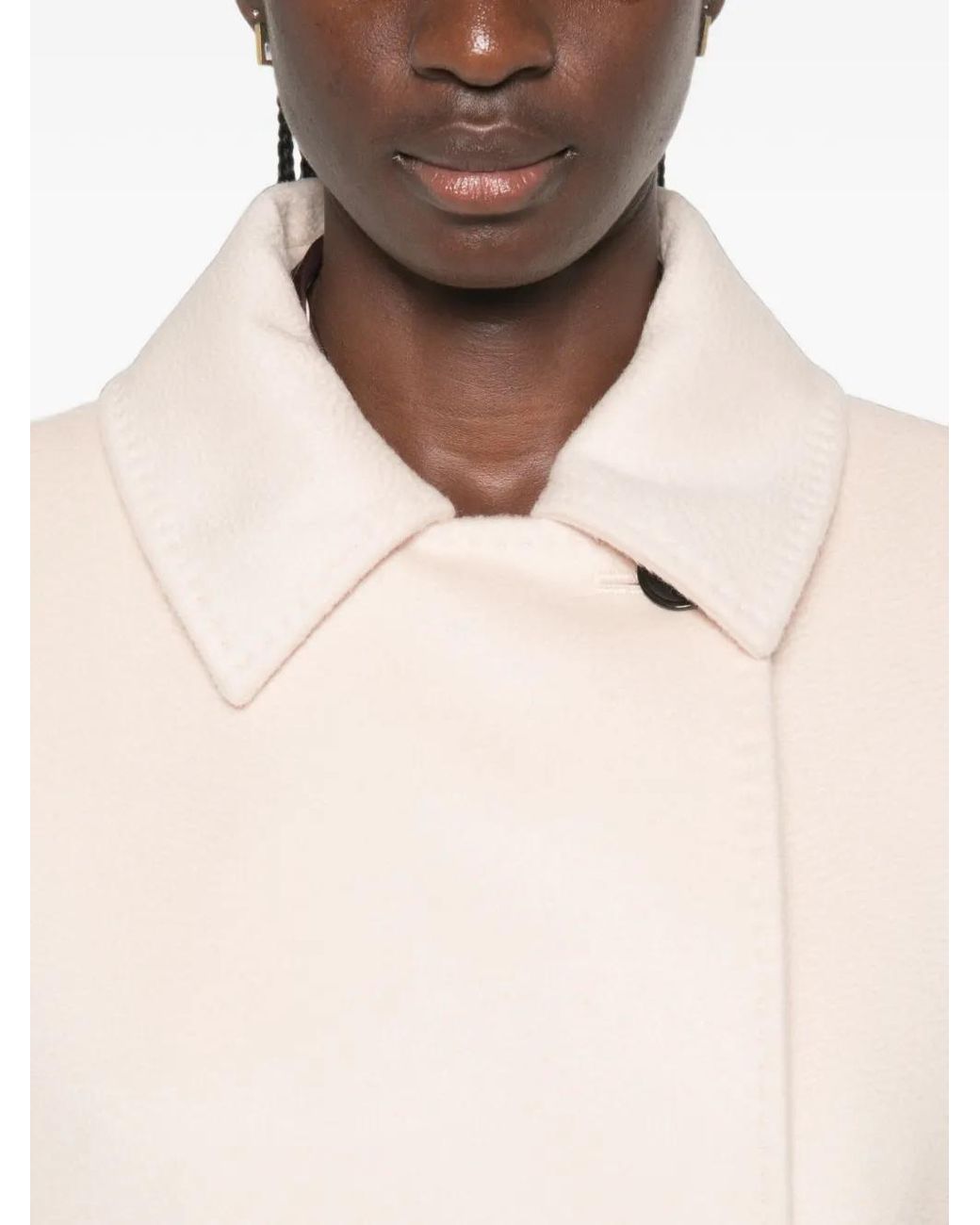 Max Mara White Trench Boutonné À Taille Ceinturée
