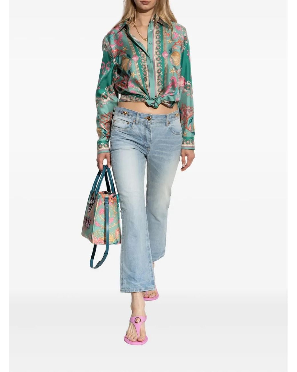 Versace Blue Logo-Patch Jeans