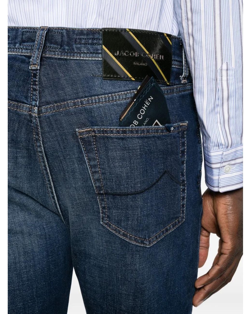 Jacob Cohen Blue Faded Straight-Leg Jeans for men