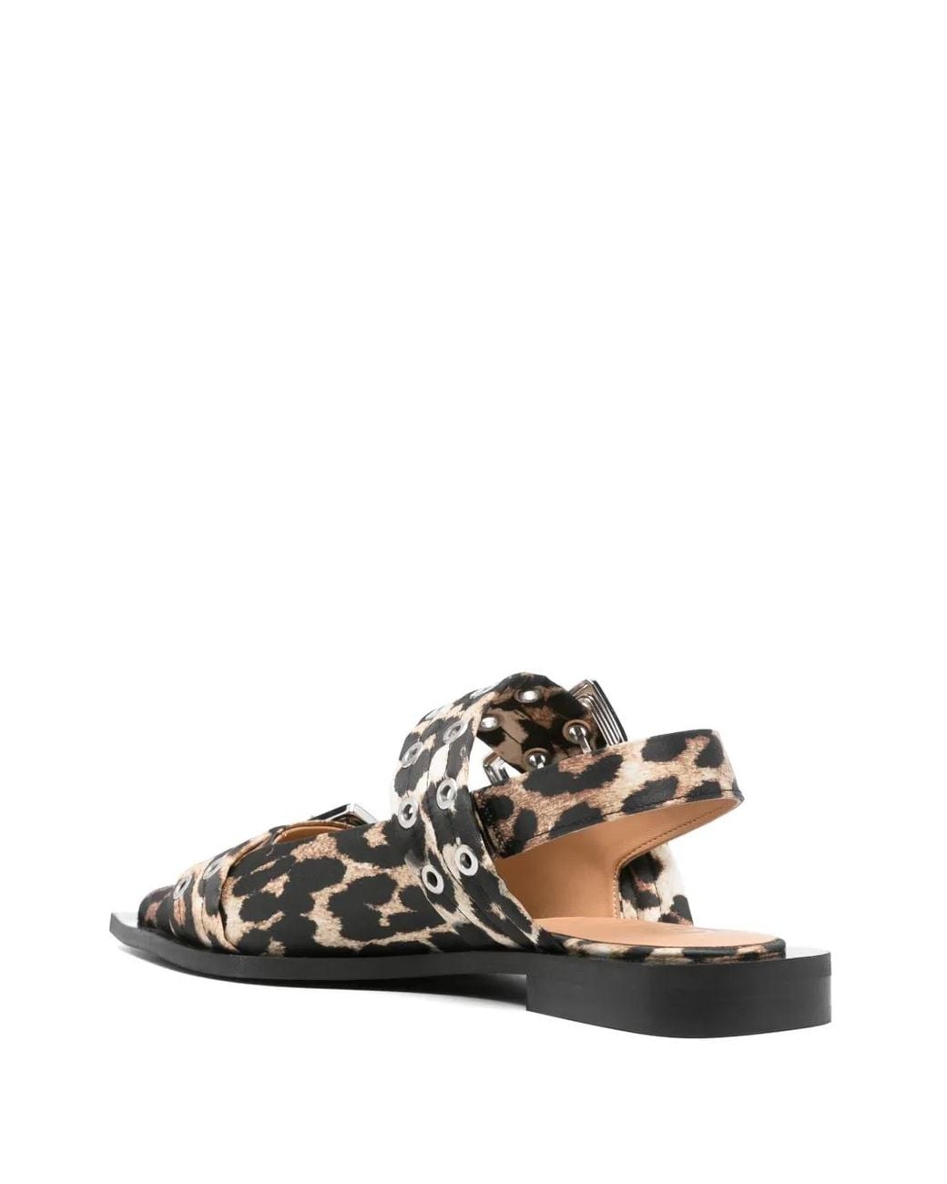 Ganni White Leopard Print Slingback Ballets