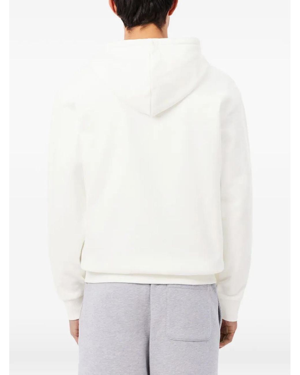 Lacoste White Logo-Patch Zip-Up Hoodie for men