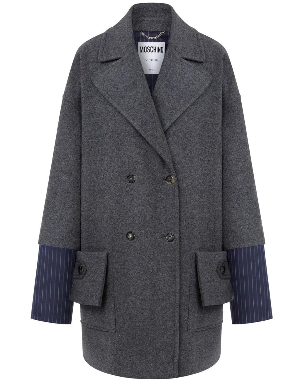 Abrigo Con Doble Botonadura Moschino de color Gray